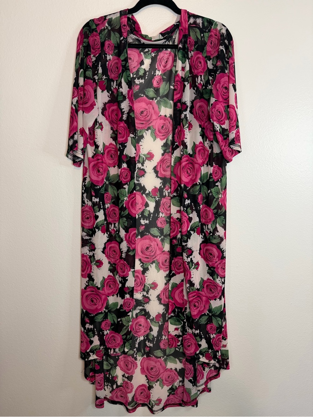 Crazy Train "Queen Of Hearts" Women's Duster One Size Open Front Black Pink